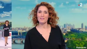 El vestido de cartera de falda plisada de Marie-Sophie Lacarrau en Journal de 13 heures del 30/01/2019