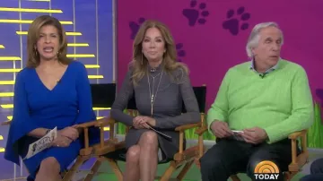 Badgley Mischka Contrast Bell Sleeve Blue Dress worn by Hoda Kotb on Today