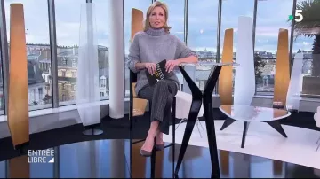 The gray pants striped The Kooples Claire Chazal in free Entrance the 05.02.2019