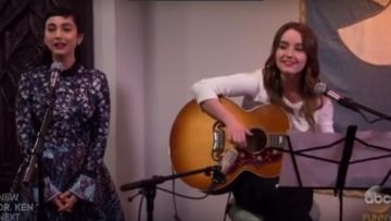 Clover Canyon Bohemian Rhapsody Turtleneck Dress worn by Mandy Baxter (Molly McCook) in Last Man Standing (S06E18)