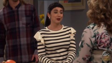Zara Sweater with Shoulder Frill worn by Mandy Baxter (Molly McCook) in Last Man Standing (S06E21)