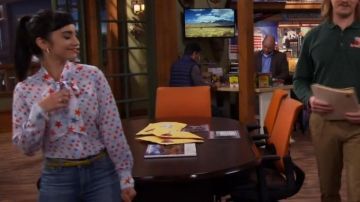 Sandro Space Tie-neck Silk Shirt worn by Mandy Baxter (Molly McCook) in Last Man Standing (S06E22)