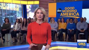 Topshop Câble Culture Cavalier avec Cachemire Rouge porté par Amy Robach sur Good Morning America