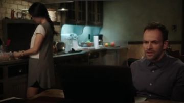 Mason by Michelle Mason Leather Front Tee Dress worn by Dr. Joan Watson (Lucy Liu) in Elementary (S02E03)