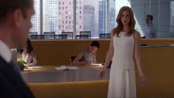Mugler Asymmetric Cutout Crepe Dress worn by Donna Paulsen (Sarah Rafferty) in Suits (S06E06) (S06E06)