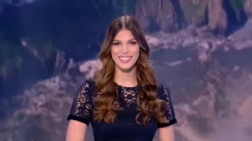 The navy dress of Iris Mittenaere in the loto Draw of the 11/02/2019