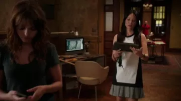 Robert Rodriguez  Knit Stripe-Flounce Sheath Dress worn by Dr. Joan Watson (Lucy Liu) in Elementary (S03E03)