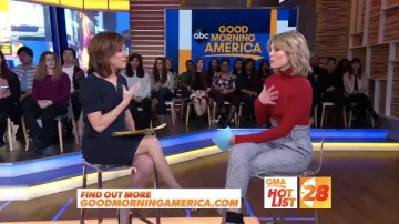 Marissa Webb Isadora Linge de pied-de-poule Pantalon en Milano, porté par Amy Robach sur Good Morning America