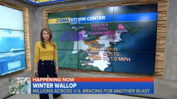 L.K.Bennett, London Parker Navy Pantalones de pierna ancha usados por Ginger Zee en Good Morning America