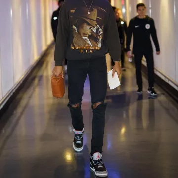 Baskets Air Jordan 3 Retro Og "black Cement" porté par Tobias Harris sur l'Instagram account @tobiasharris