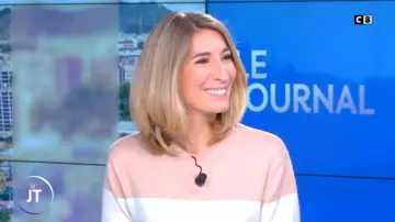 Le pull bicolore de Caroline Delage dans William à midi du 12/02/2019