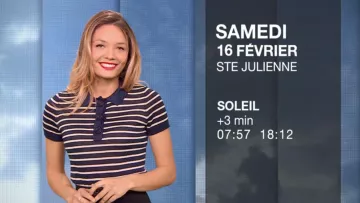 Le pull à rayures de Gennifer Demey dans Météo (m6) du 15/02/2019