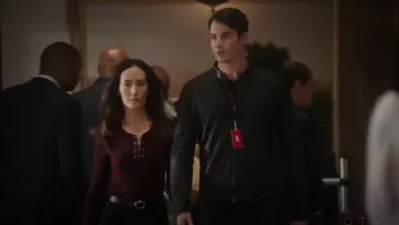 10 Crosby Derek Lam Barbell Rib-Knit Merino Wool Pullover worn by Hannah Wells (Maggie Q) in Designated Survivor (S02E03)