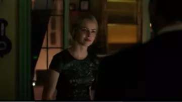 LAgence Metallic Lace Dress worn by Dr. Cassandra Railly (Amanda Schull) in 12 Monkeys (S01E02)