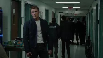 Blue Biker jacket worn by Steve Rogers (Chris Evans) as seen in Captain America: The Winter Soldier