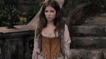 Brun corset porté par Cendrillon (Anna Kendrick) comme on le voit dans les Bois