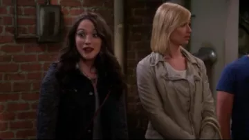 Free People Denim & Knit Jacket in Pumice Black worn by Max Black (Kat Dennings) in 2 Broke Girls (S05E05)