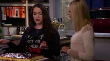 Asos Clive the Cat Sweater worn by Max Black (Kat Dennings) in 2 Broke Girls (S06E06)