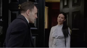 Diane von Furstenberg High Neck Halter Dress worn by Dr. Joan Watson (Lucy Liu) in Elementary (S06E21)