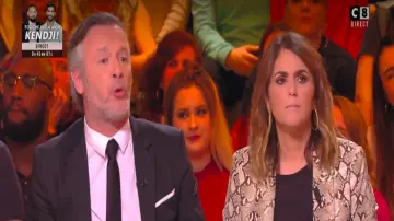 La veste imprimée serpent Mango de Valérie Bénaïm dans Touche pas à mon poste le 19.02.2019