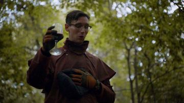 Vintage en cuir marron manteau porté par Edward Nygma (Cory Michael Smith) dans Gotham S02E08