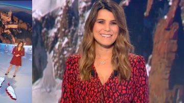 Vestido estampado de leopardo de Karine Ferri en Le Tirage du loto del 27/02/2019