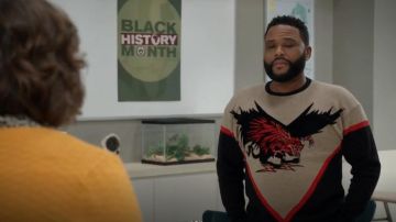 Givenchy Dragon-Motif de Mélange de la Laine Chandail porté par Andre "Dre' Johnson (Anthony Anderson) black-ish (S05E14)