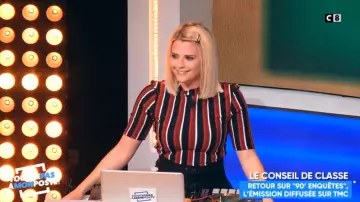 Top a rayas de Kelly Vedovelli en Touche pas à mon poste del 27/02/2019