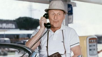 Lacoste polo white 60s of Antoine Maréchal (Bourvil) in The Corniaud