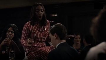 Altuzarra Marian Striped Silk Shirtdress in Red Black worn by Daisy Grant (Patina Miller) in Madam Secretary (S03E08)