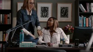 Derek Lam Windowpane Print Tie Front Blouse worn by Daisy Grant (Patina Miller) in Madam Secretary (S03E17)