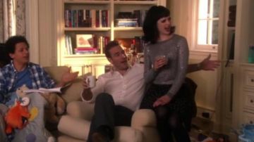 Alice + Olivia Sweater Cena Rhinestone Crewneck worn by Chloe (Krysten Ritter) in Don't Trust the B---- in Apartment 23 (S02E07)