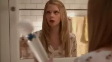 Zara White Bird Print Blouse worn by June Colburn (Dreama Walker) in Don't Trust the B---- in Apartment 23 (S02E08)