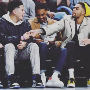 Sneakers Air Jordan 1 X Fragment worn by Devin Booker on the Instagram account @dloading