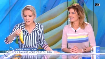 Le Pull fin lurex imprimé rayures de Caroline Ithurbide dans William à midi du 04/01/2019