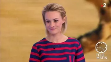 The striped dress by Natacha Harry in Télématin from the 08/03/2019