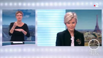 The black jacket Estelle Colin in Télématin from the 11/03/2019