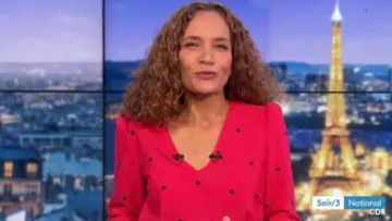 La fuschia superior bordada con trefles Idano por Sandrine Aramon en Soir 3 el 08.03.2019