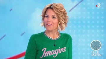 Le pull vert imagine de Laura Tenoudji dans Télématin du 12/03/2019