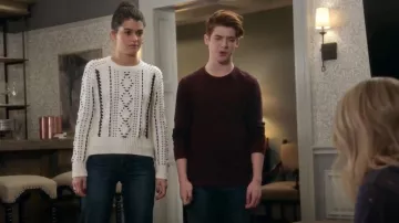 Maje Mila Cable Knit Sweater worn by Sabrina Pemberton (Sofia Black-D'Elia) in The Mick (S02E14)