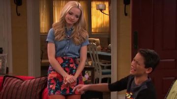 Topshop Button Front Floral Skirt worn by Liv Rooney (Dove Cameron) in Liv and Maddie (S03E19)