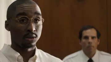 The Jean Paul Gaultier prescription glasses worn by Tupac (Demetrius Shipp Jr.) in the movie All Eyez on Me