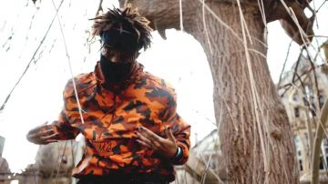 Puma Pullover Wind­breaker In Camo Print In Or­ange worn by Scarlxrd in his BANDS music video