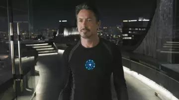 Dark shirt worn by Tony Stark / Iron Man (Robert Downey Jr.) as seen in The Avengers