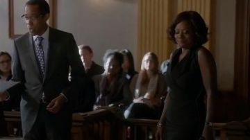 Victoria Beckham Tux Lapel Fitted Dress worn by Annalise Keating (Viola Davis) in How to Get Away with Murder (S02E02)