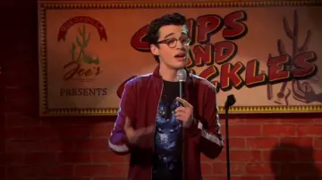 Target Galaxy Cat T-shirt worn by Joey Rooney (Joey Bragg) in Liv and Maddie (S04E07)