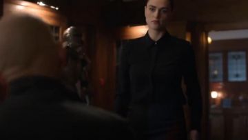 Boss Velivia Colorblock Pencil Skirt worn by Lena Luthor (Katie McGrath) in Supergirl (S04E15)