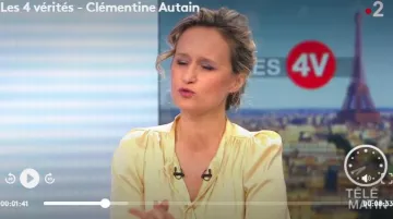 La chemise satinée jaune pale Zadig et Voltaire de Caroline Roux dans Télématin; les 4 vérités le 19.03.2019