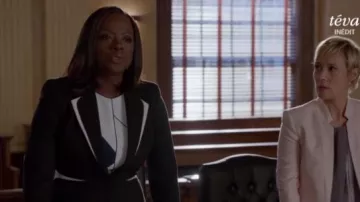 Escada Contrast-Trim One-Button Blazer worn by Annalise Keating (Viola Davis) in How to Get Away with Murder (S04E01)