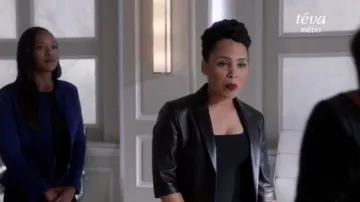 Michael Kors Collection Cropped Leather Jacket worn by Tegan Price (Amirah Vann) in How to Get Away with Murder (S04E04)